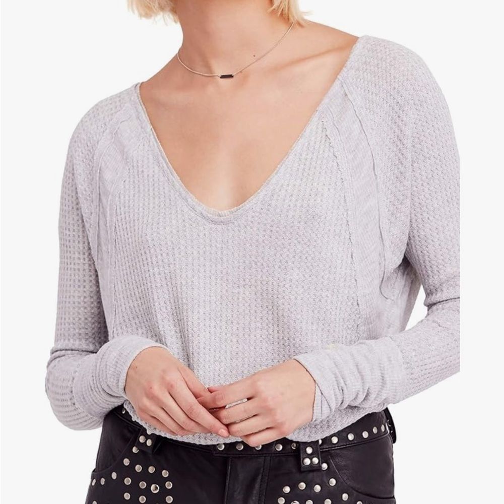 Free People We the Free Catalina V-Neck Thermal Oversized Top Size M